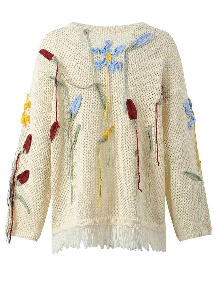 Floral lace up knitted cardigan top for women | MuddyStock Originals MuddyStock