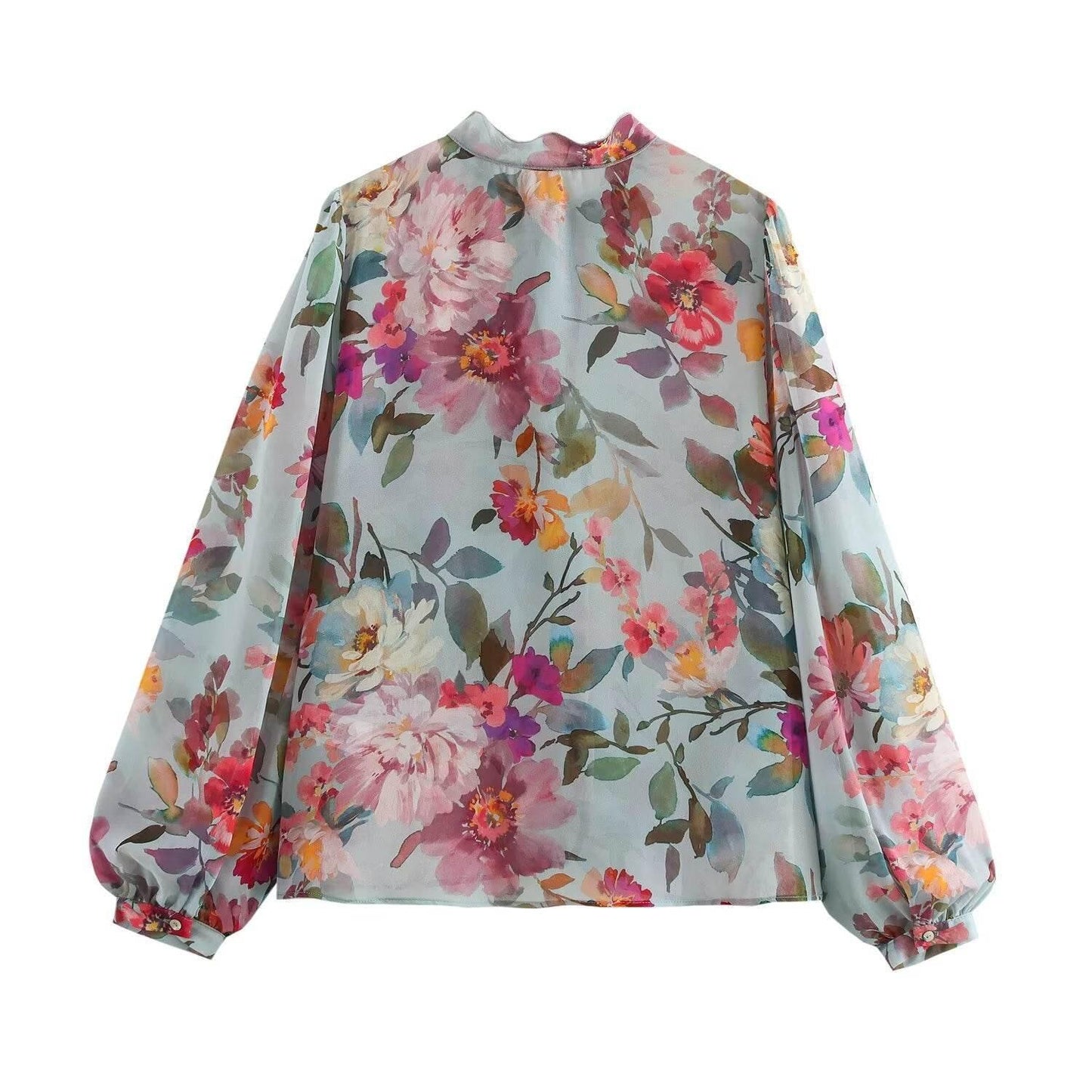 Bow embellished floral print long sleeved top for women | MuddyStock Originals