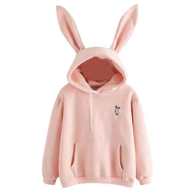 Women's Long Sleeve Rabbit Embroidered Hoodie | MuddyStock Originals Pink