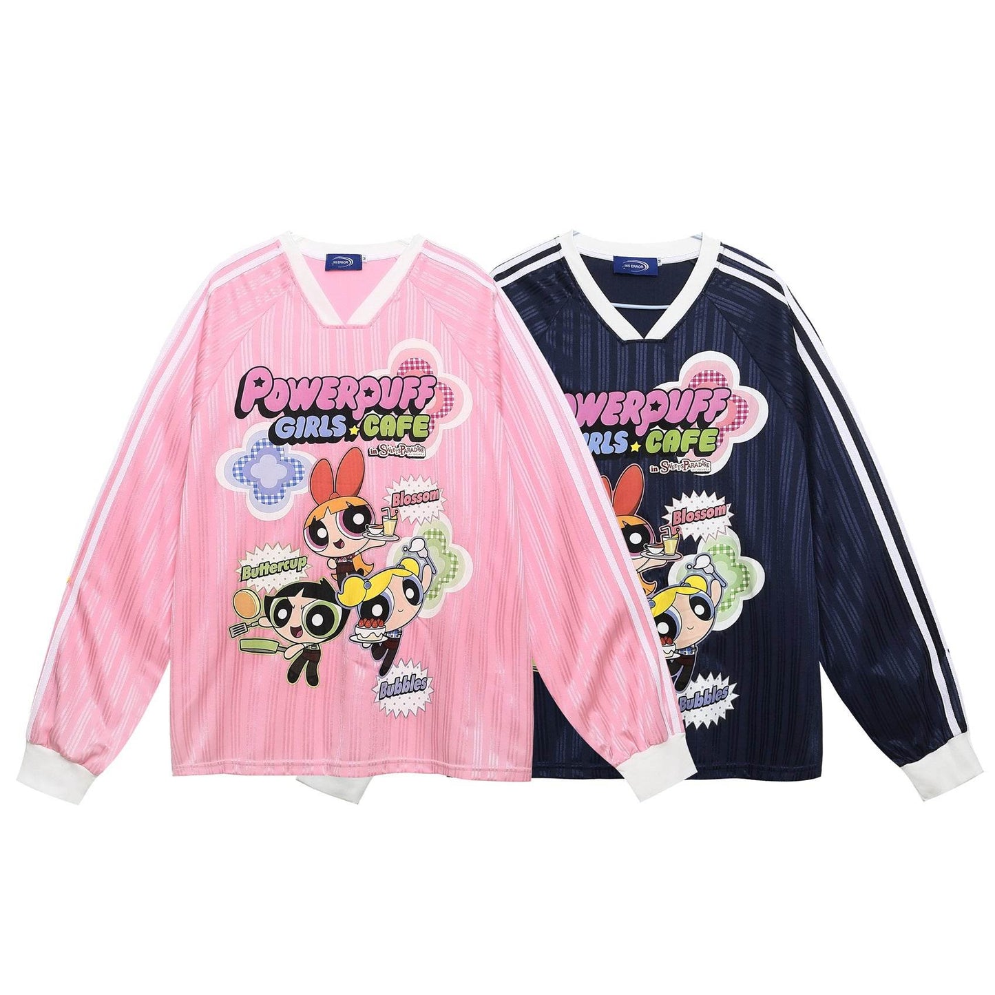 Striped Cartoon Letter Print V-Neck Long Sleeve T-Shirt For Women | MuddyStock Originals MuddyStock