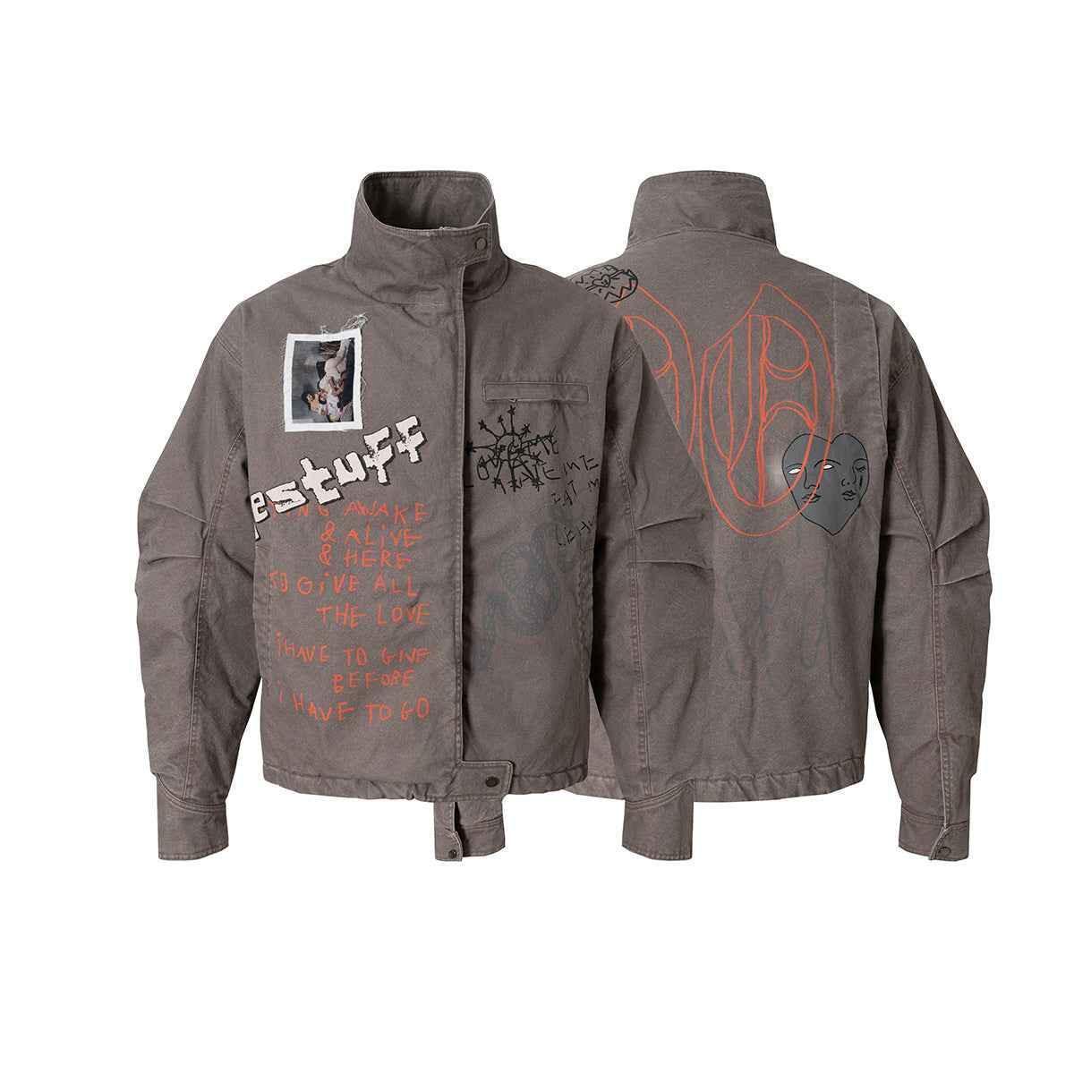 High necked graffiti jacket for women | MuddyStock Originals