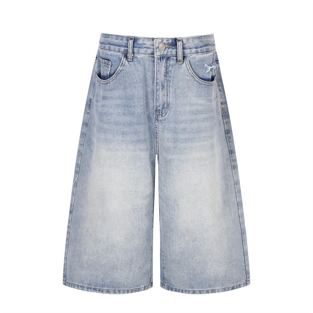 Loose denim cropped pants for men and women | MuddyStock Originals Light Blue