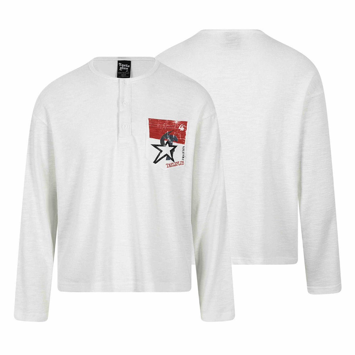 Flag Print Long Sleeve Henley Neck Regular Fit T-Shirt For Men | MuddyStock Originals