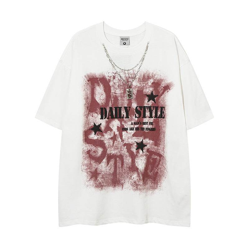 Letter printed loose men's and women's T-shirt | MuddyStock Originals White MuddyStock