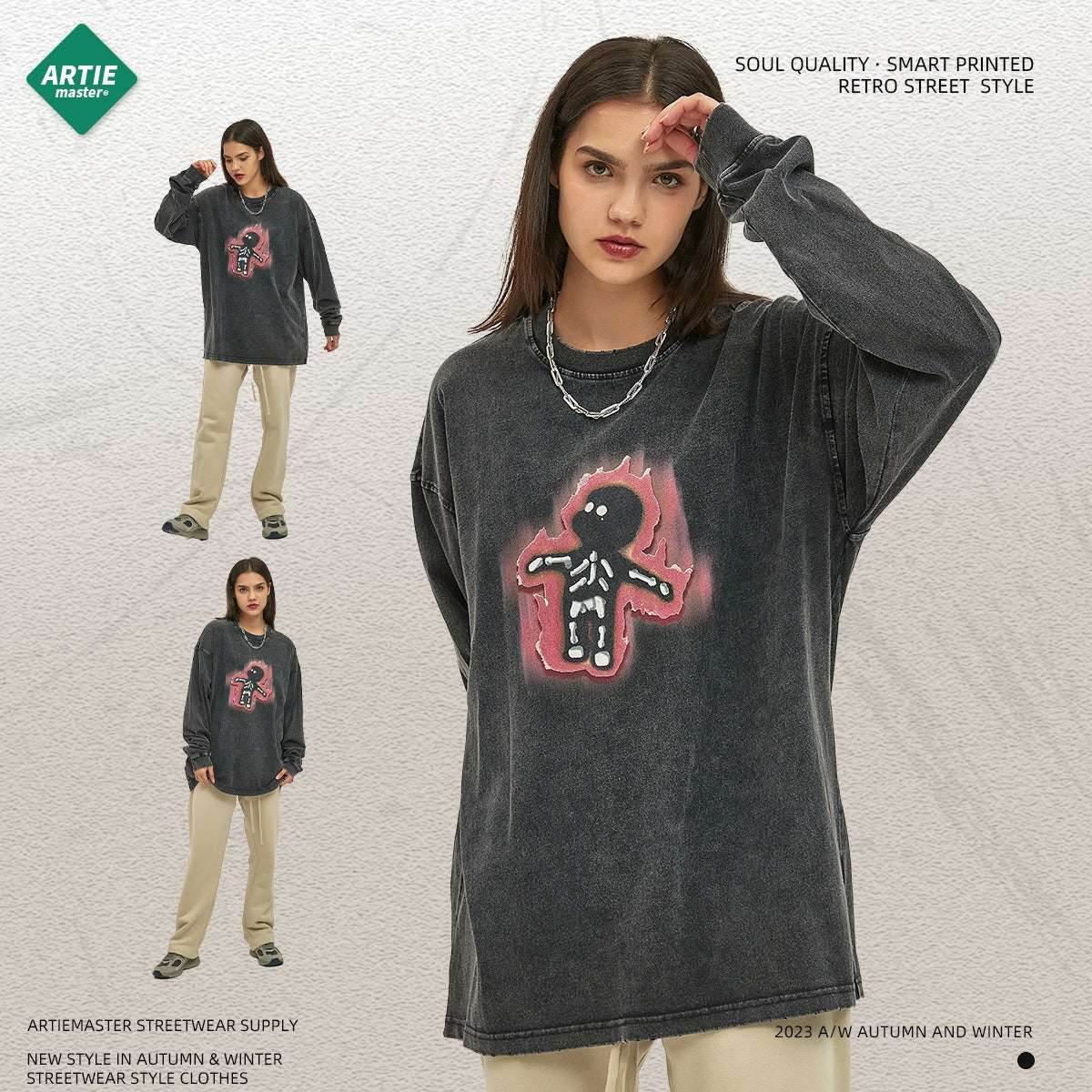 Long sleeved Washed Old T-shirt For Men And Women | MuddyStock Originals MuddyStock