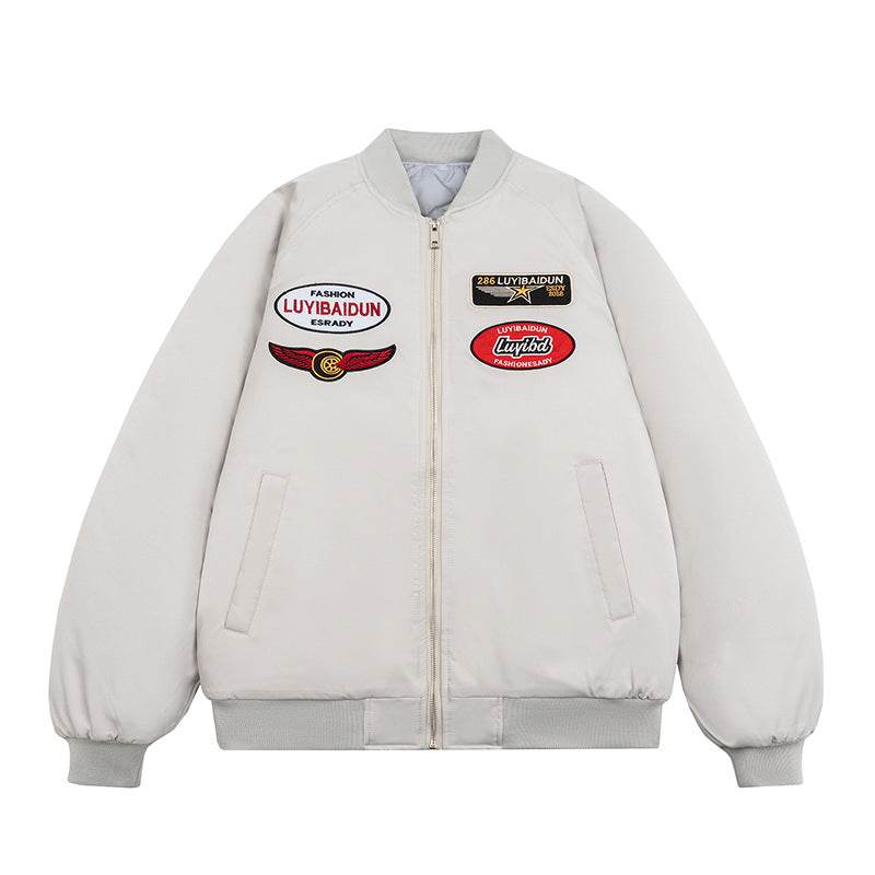 Padded Embroidery Jacket Men And Women | MuddyStock Originals Beige Cotton Style MuddyStock