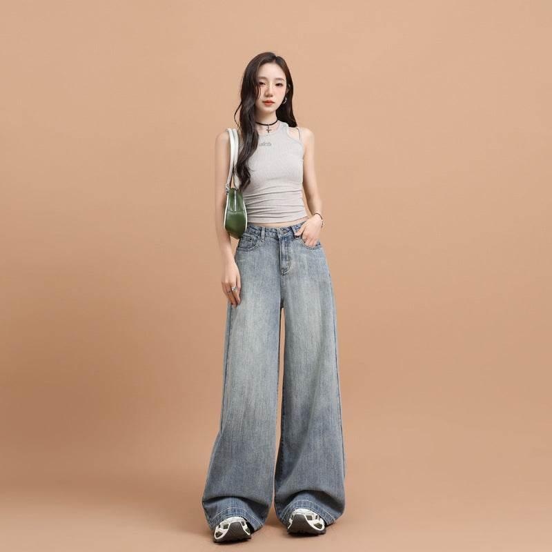 Retro Style Straight Floor-Length Trousers For Women | MuddyStock Originals Extended Sea Salt Blue