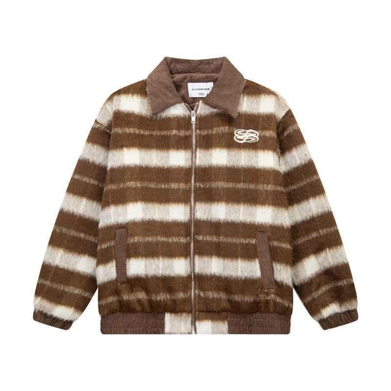Retro Letter Embroidery Turn-down Collar Coat for Women | MuddyStock Originals Brown