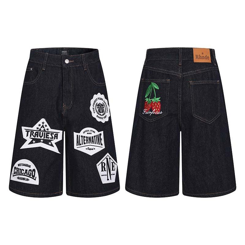 Emblem patch washed denim shorts for men | MuddyStock Originals