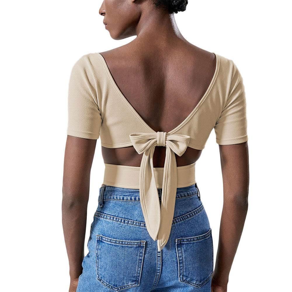 Casual T-shirt with exposed naveldesign short sleeved top | MuddyStock Originals