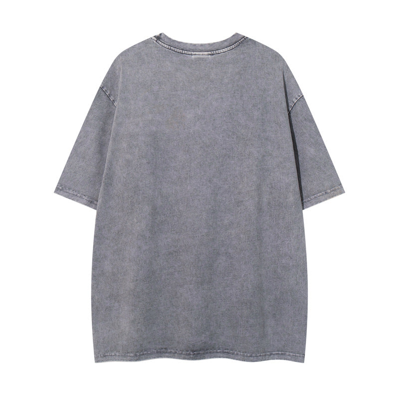 Washed Vintage Black Short Sleeve T-Shirt For Men And Women MuddyStock