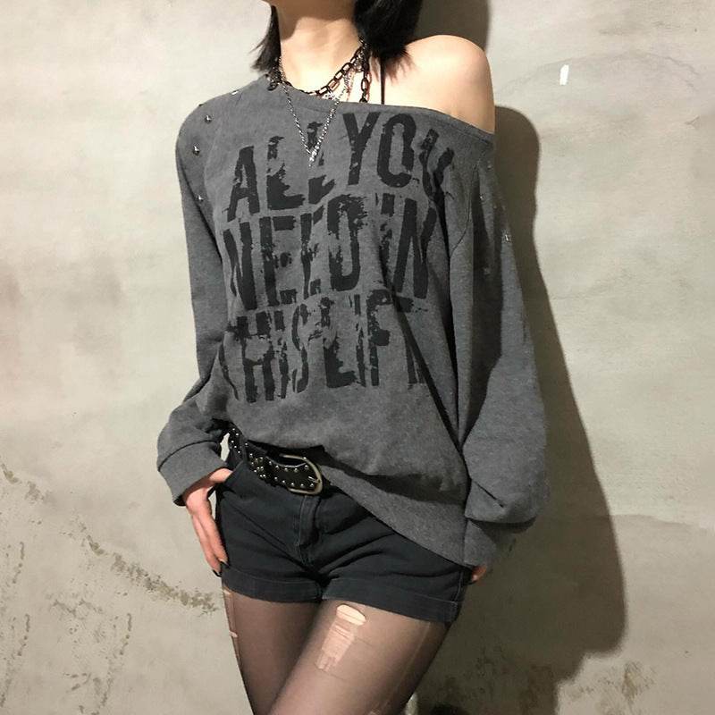Loose Off-Shoulder Long Sleeve Top For Women | MuddyStock Originals MuddyStock