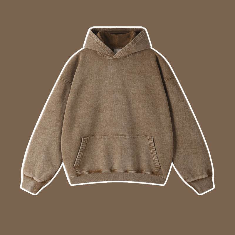 Vintage distressed washed pullover hoodie loose fitting unisex | MuddyStock Originals Sand color MuddyStock