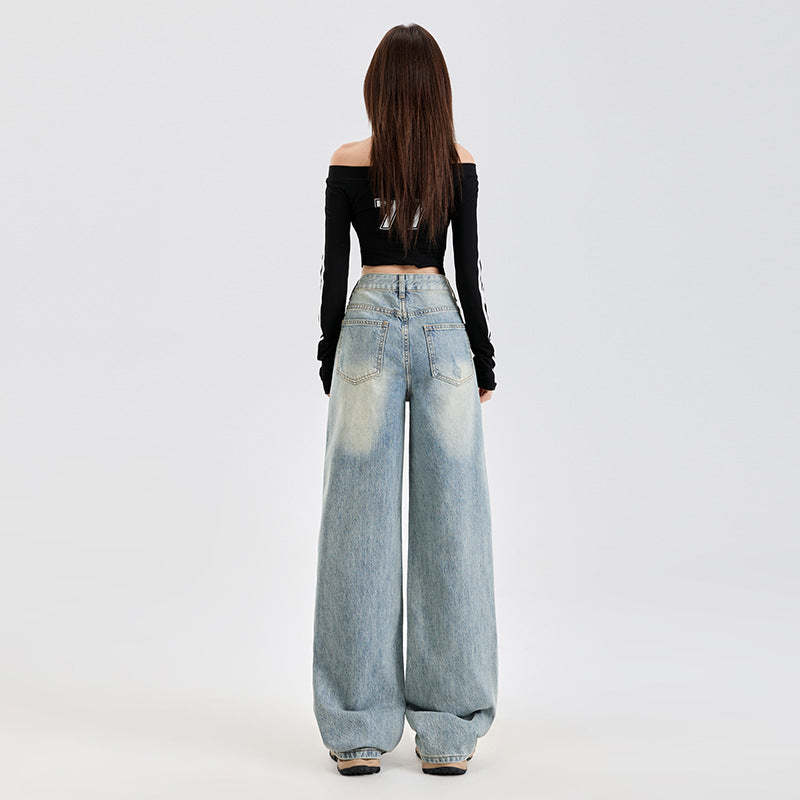 Washed Distressed Floor-Length Wide Straight Leg Pants for Women | MuddyStock Originals MuddyStock