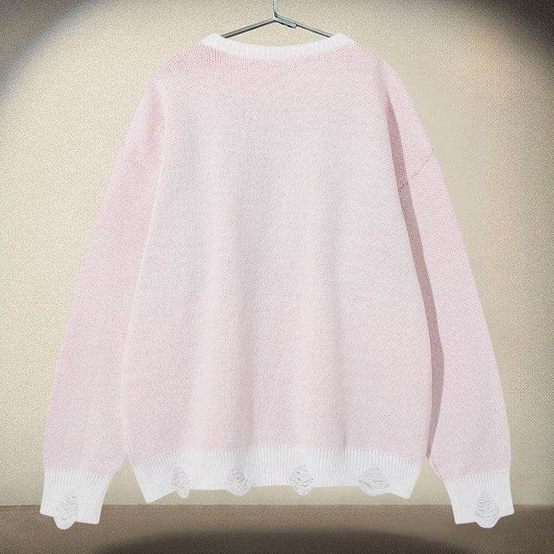 Jacquard Loose Hole Round Neck Long Sleeve Sweatshirt For Men And Women | MuddyStock Originals MuddyStock