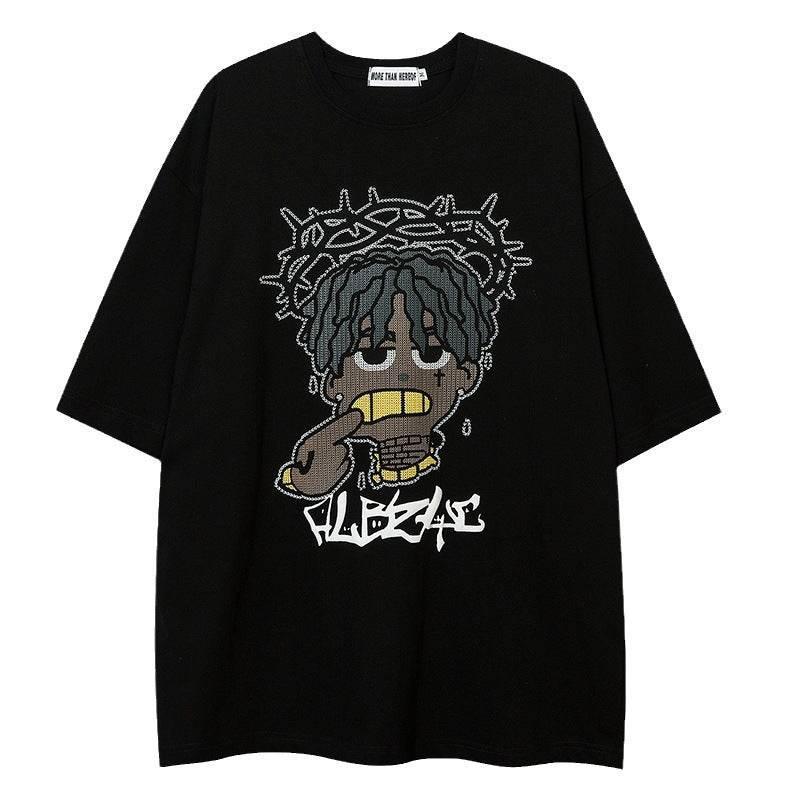 Cartoon Loose Half Sleeve Streetwear Short Sleeve T-Shirt For Men | MuddyStock Originals