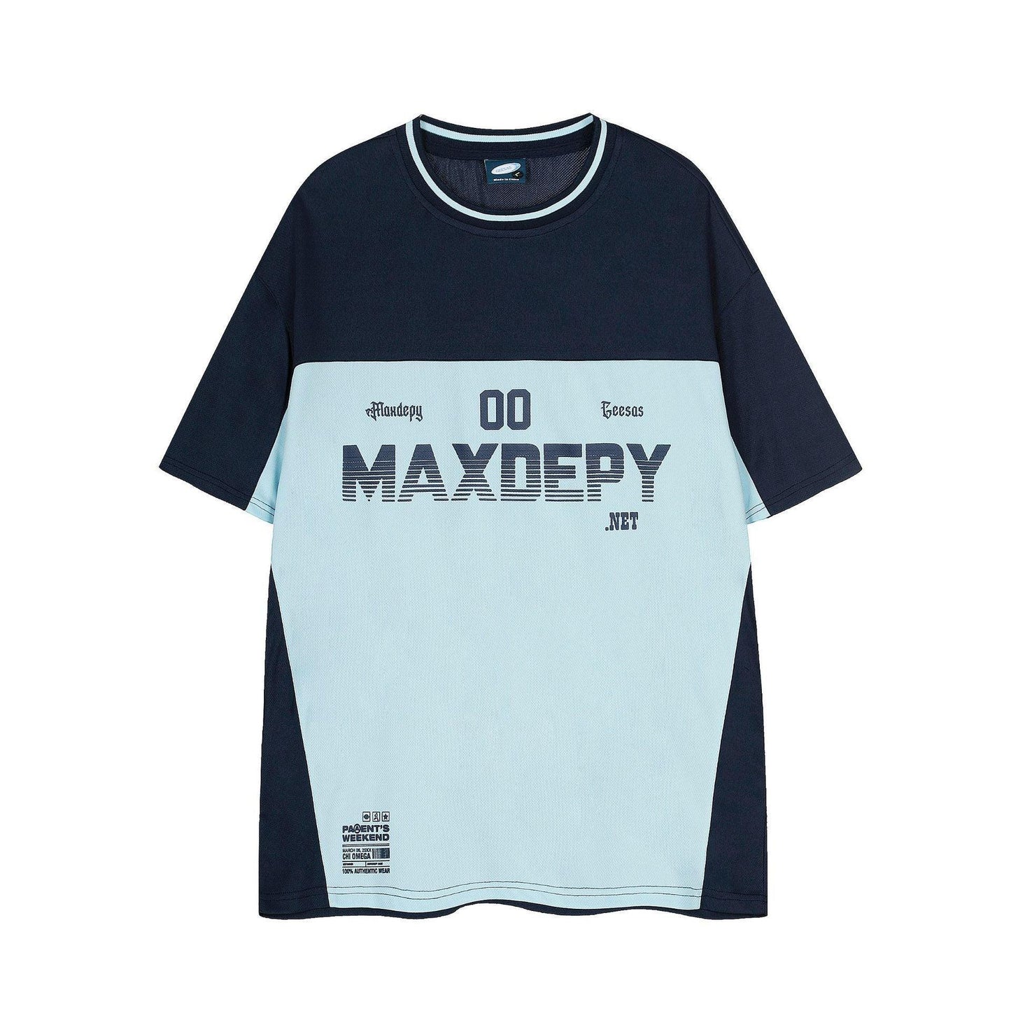 Retro Colorblock Sports Quick-Dry Short-Sleeve T-Shirt for Men and Women | MuddyStock Originals Blue