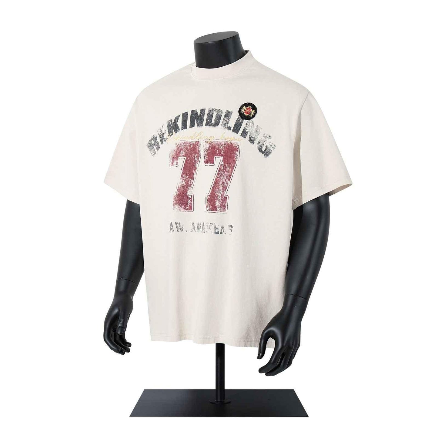 Washed Hem Design Letter Print Short Sleeve T-Shirt For Men | MuddyStock Originals Apricot