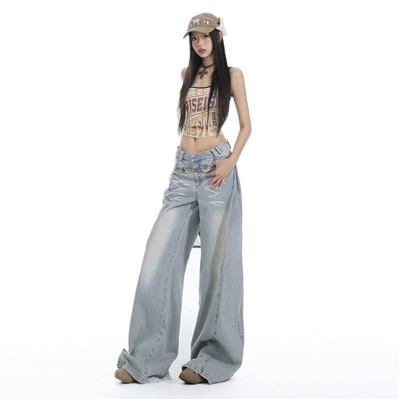 Women's Washed High Waist Wide Leg Jeans | MuddyStock Originals MuddyStock