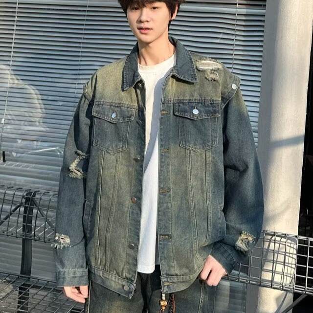 Water washed distressed denim jacket for men | MuddyStock Originals MuddyStock