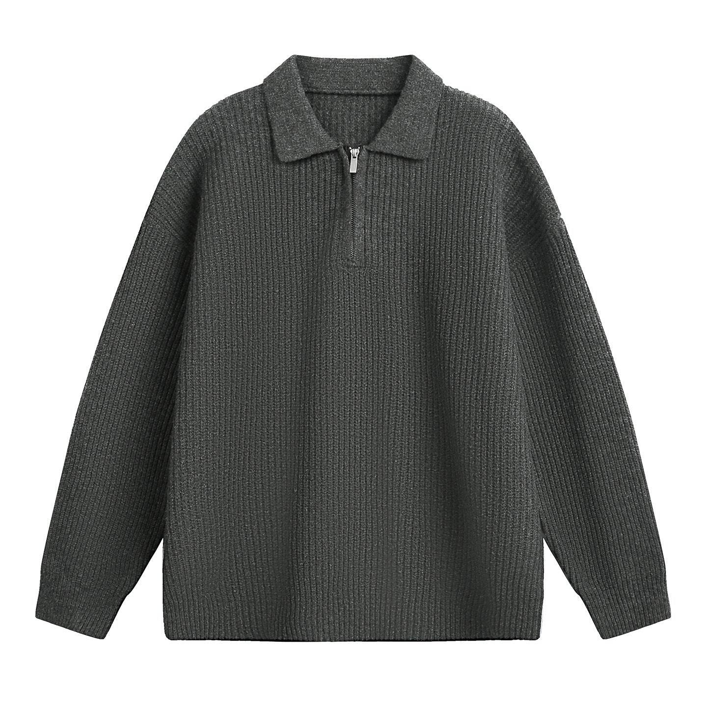 Half zip lapel sweater for men | MuddyStock Originals Moonlit Gray MuddyStock