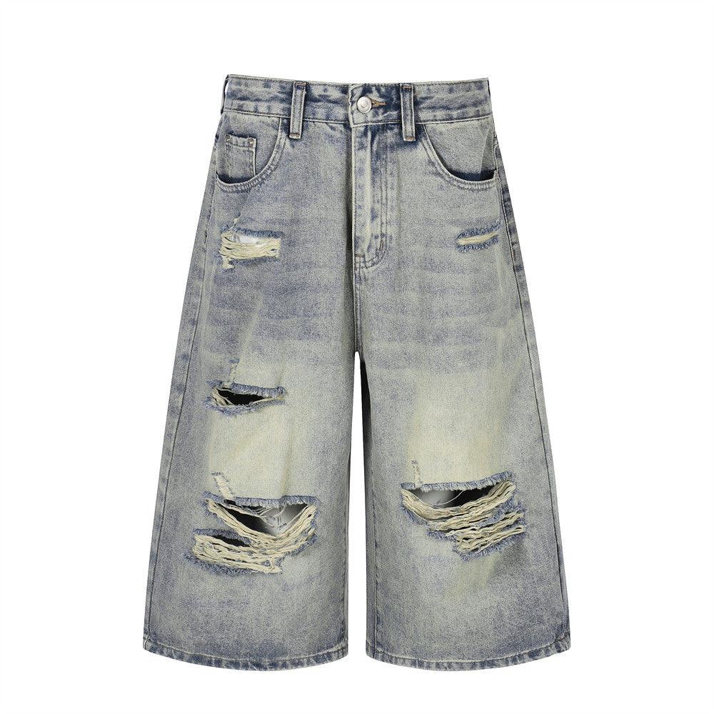 Ripped denim cropped pants for women | MuddyStock Originals