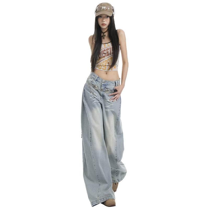 Women's Washed High Waist Wide Leg Jeans | MuddyStock Originals
