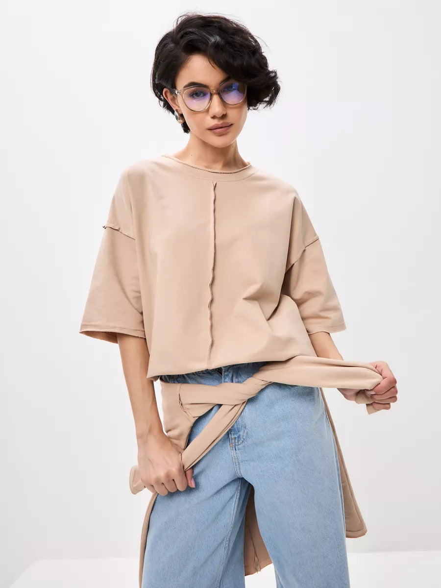 Loose Cotton Short Sleeve Top Foe Women | MuddyStock Originals Khaki MuddyStock