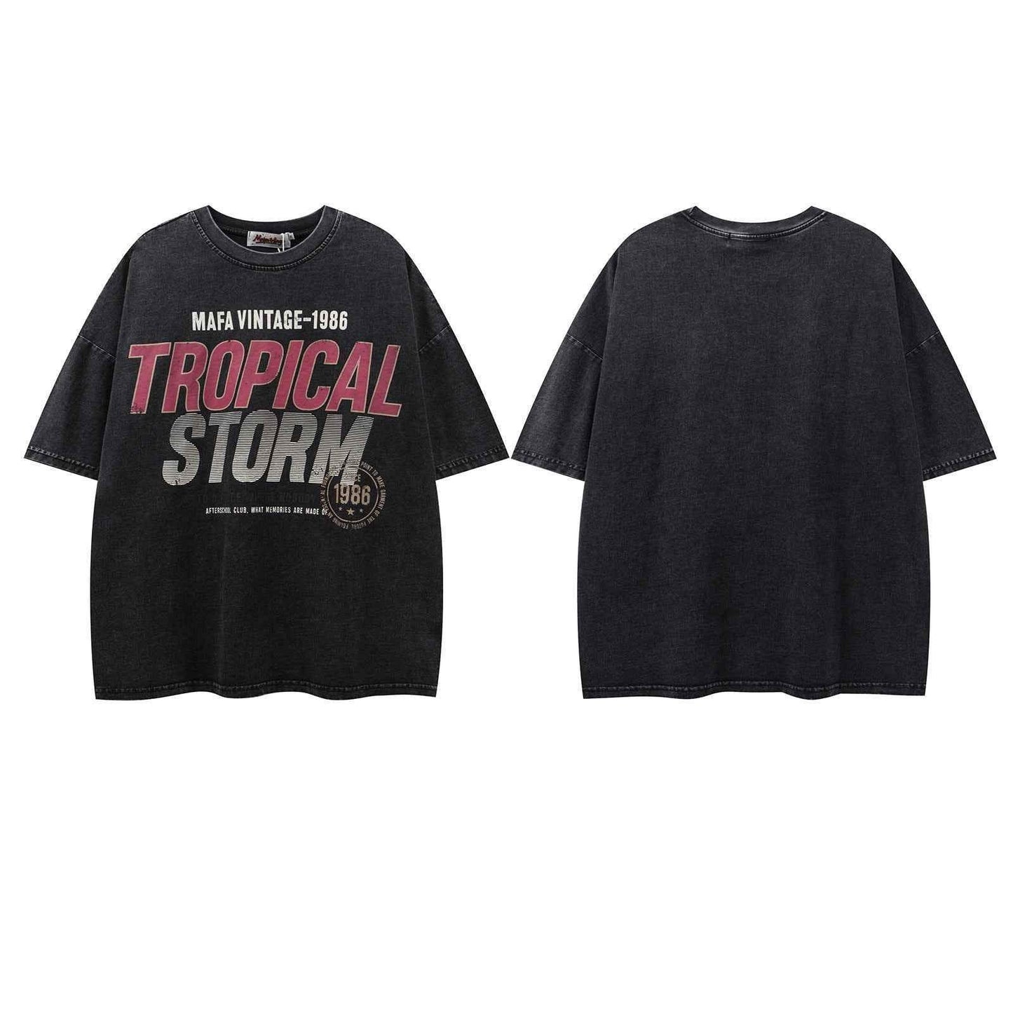 Retro Washed Letter Print Short Sleeve T-Shirt For Men | MuddyStock Originals
