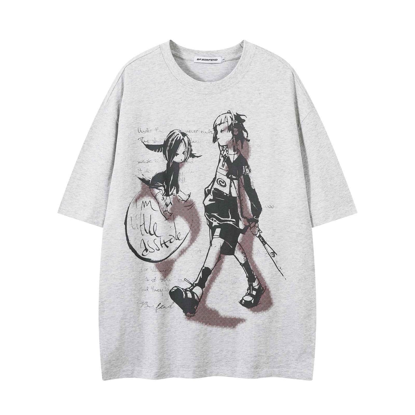 Style Cartoon Print Trendy Short Sleeve T-Shirt For Men And Women | MuddyStock Originals Light Gray