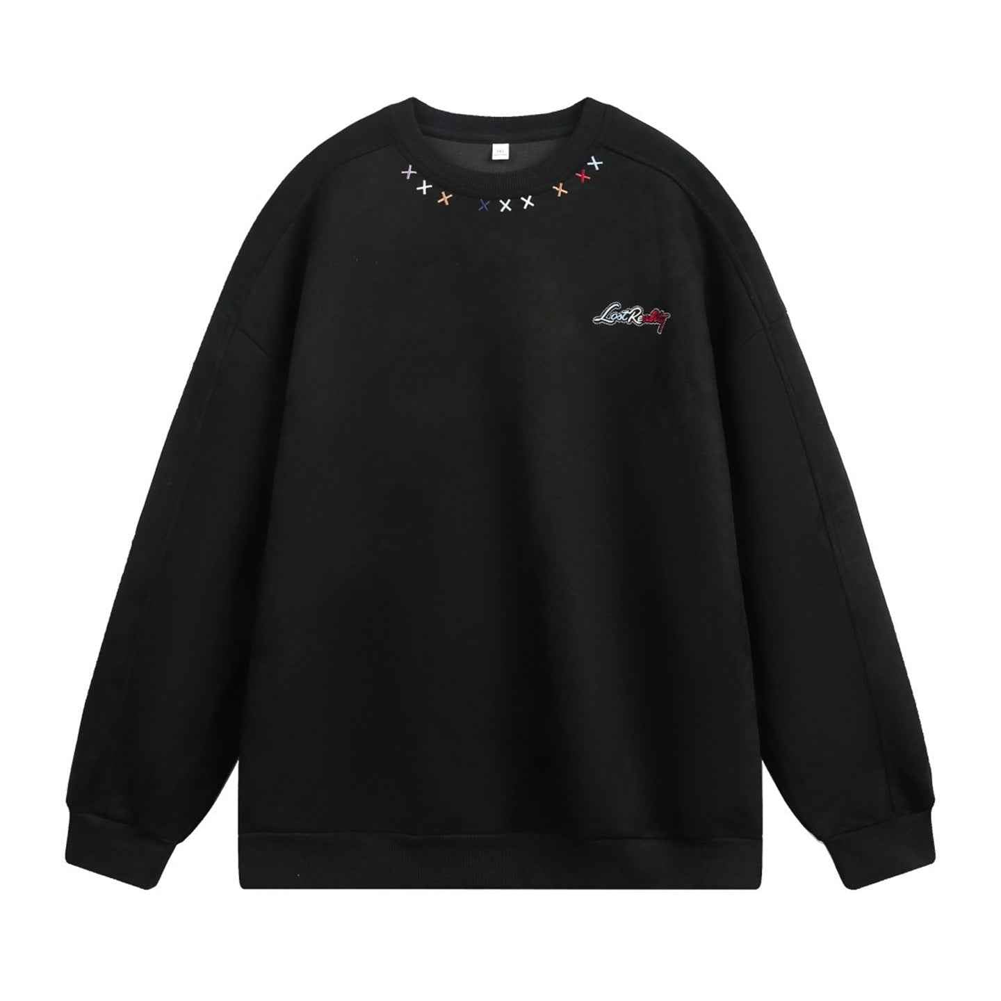 Round neck sweatshirt men's embroidered pullover | MuddyStock Originals Black MuddyStock