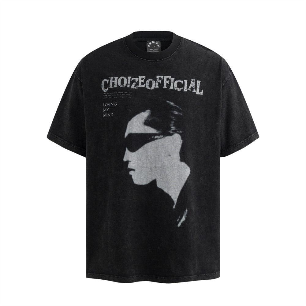 Character print distressed short sleeved t-shirt for men | MuddyStock Originals