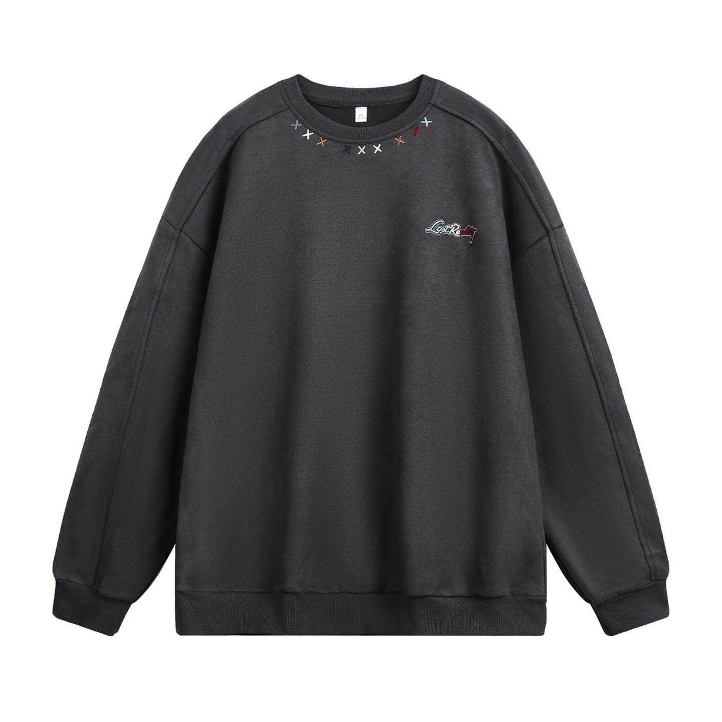 Round neck sweatshirt men's embroidered pullover | MuddyStock Originals Dark Gray MuddyStock