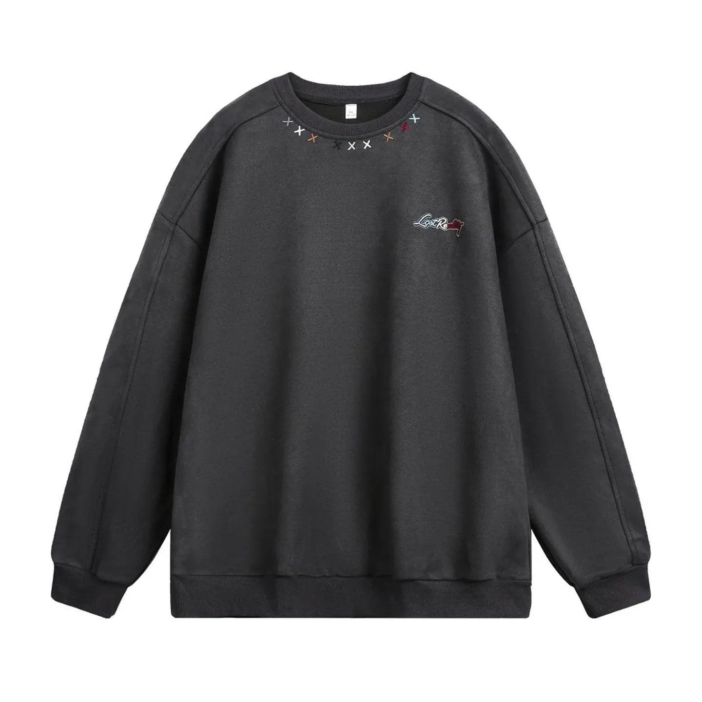 Round neck sweatshirt men's embroidered pullover | MuddyStock Originals Dark Gray
