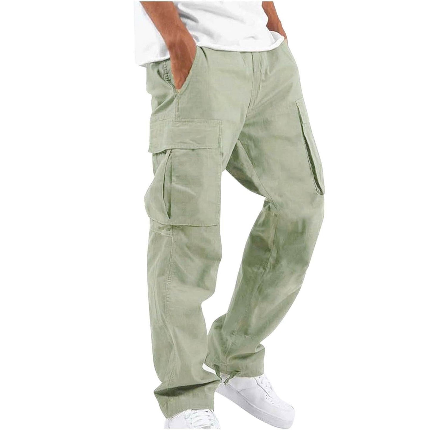 New Style Men's Overalls Drawstring Multi Pocket Casual Trousers | MuddyStock Originals Light Green MuddyStock