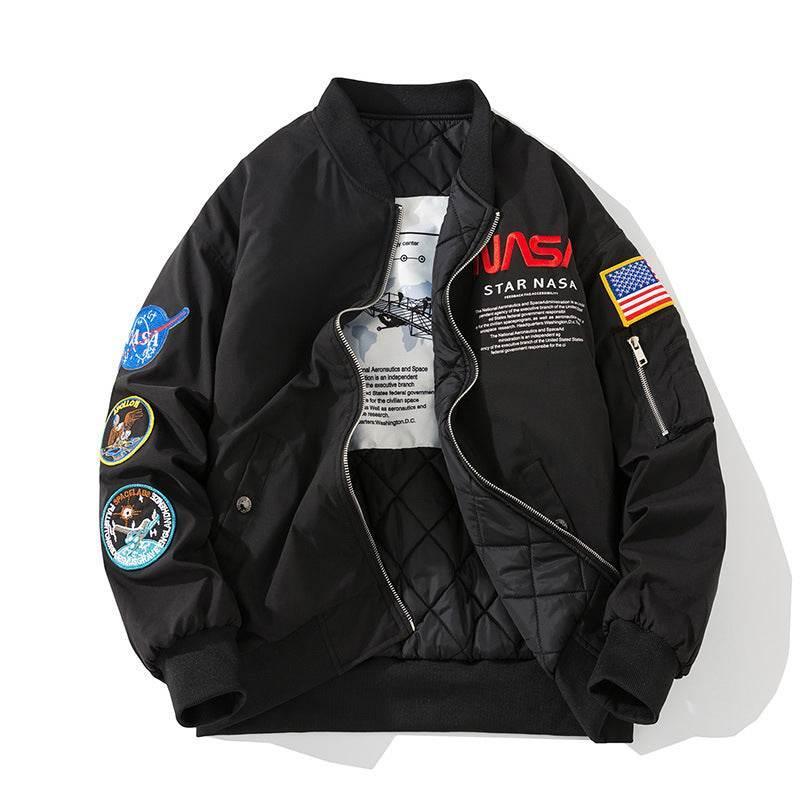 Embroidered Pilot Jacket For Men And Women | MuddyStock Originals Black Single Style for Spring and Autumn