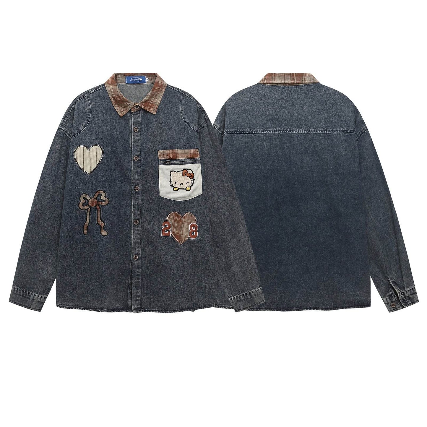 Retro Cartoon Embroidery Denim Long Sleeve Shirt For Women | MuddyStock Originals MuddyStock