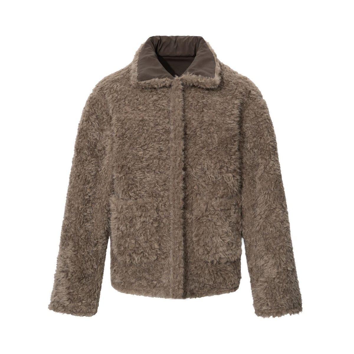 Men's Casual Street Style Turn-Down Collar Loose Fit Reversible Teddy Fur Cotton Jacket