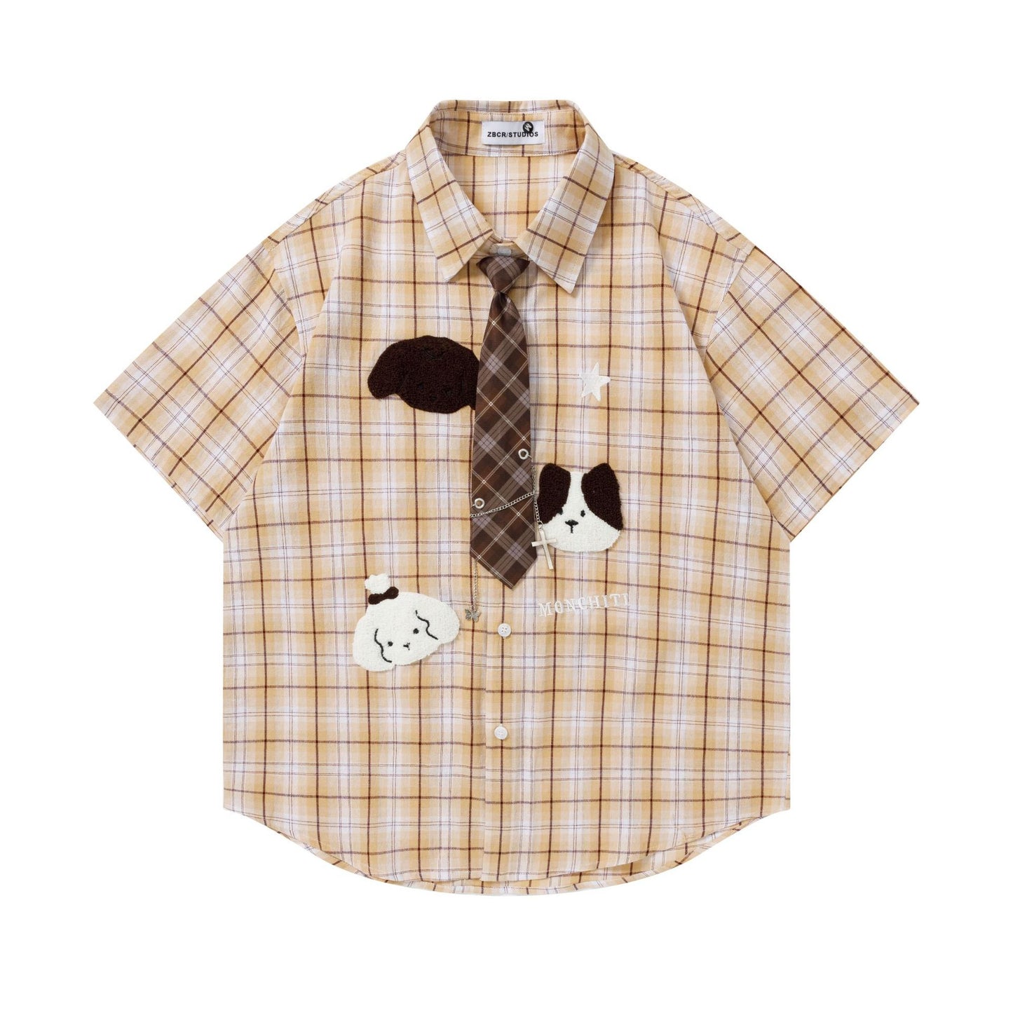 Cute Cartoon Printed Short Sleeve Shirt For Women | MuddyStock Originals Yellow