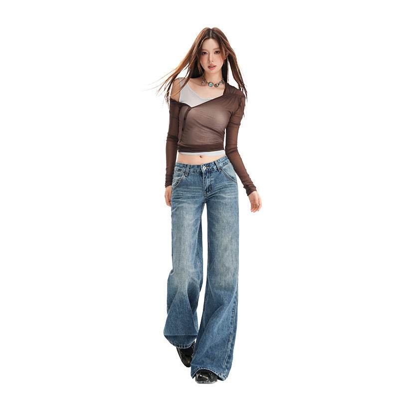Women's Washed Low Waist Wide Leg Jeans | MuddyStock Originals MuddyStock