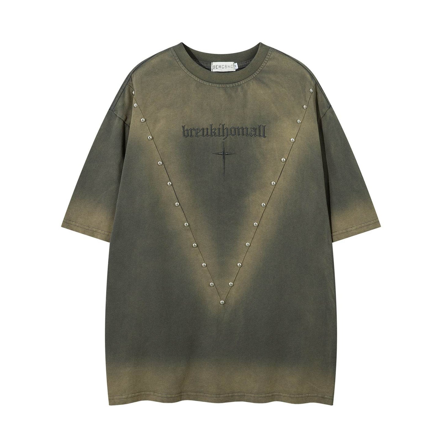 Streetwear Washed Beaded Short Sleeve T-Shirt For Men And Women | MuddyStock Originals MuddyStock