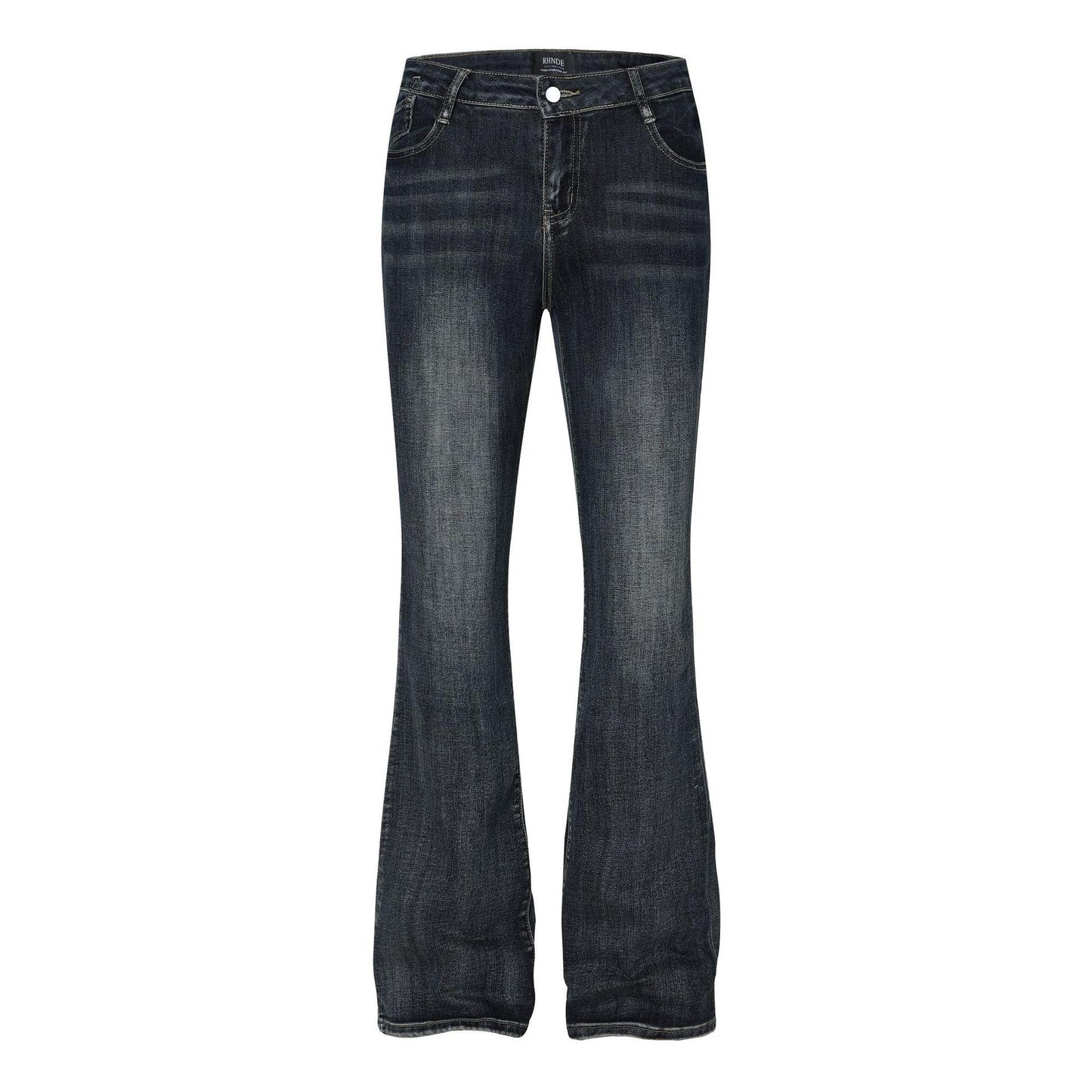 Classic flip low waist micro flared elastic jeans for women | MuddyStock Originals