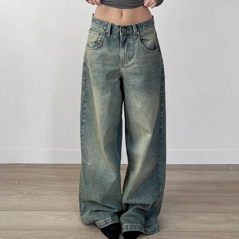 Loose solid color minimalist washed denim jeans For Women | MuddyStock Originals MuddyStock