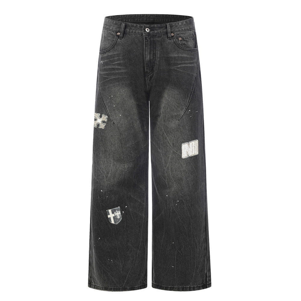 Washed denim jeans