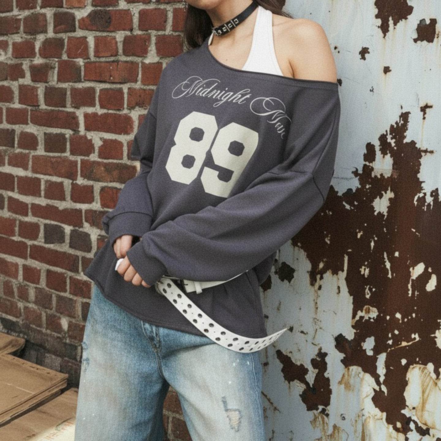 Off shoulder casual loose long sleeved top for women | MuddyStock Originals MuddyStock