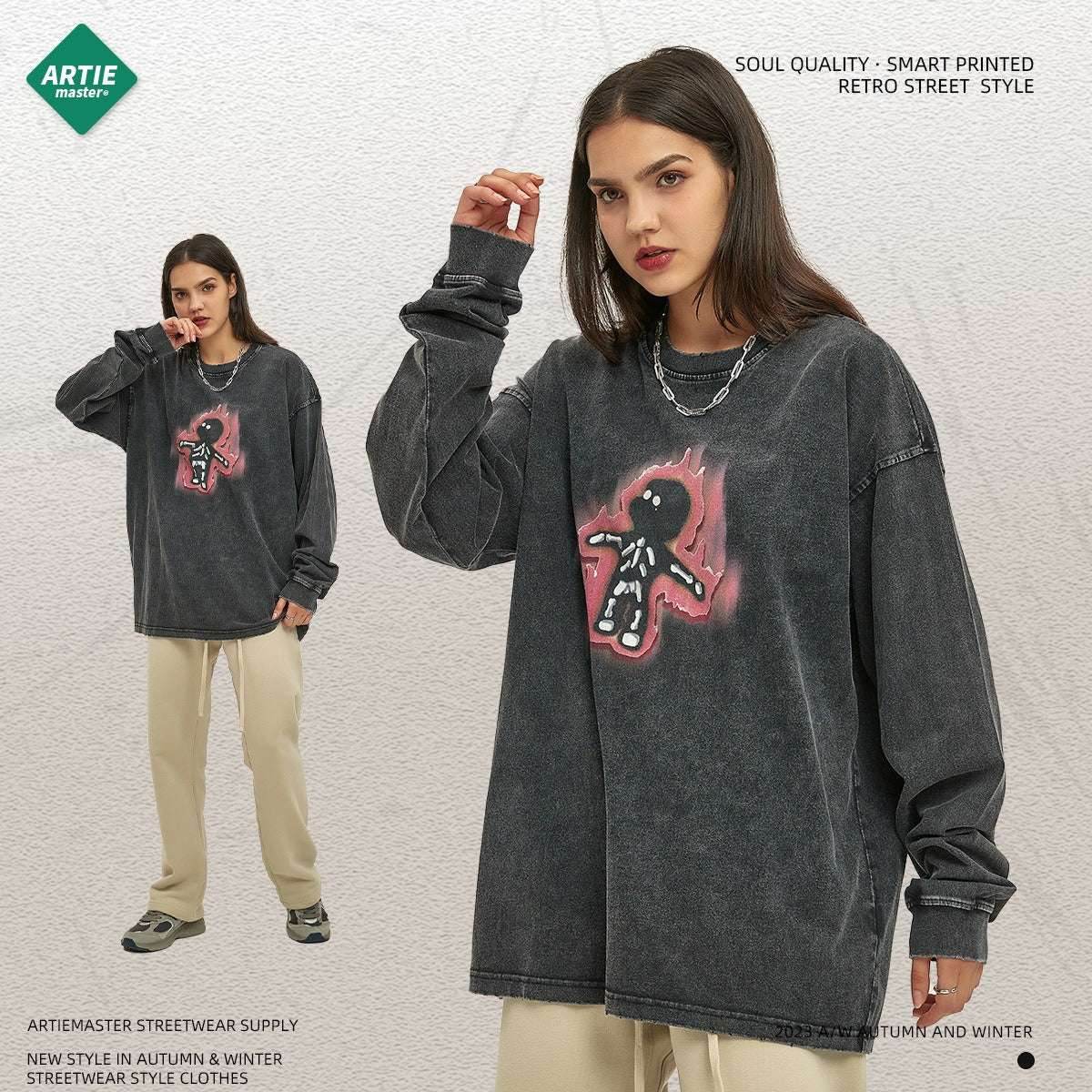 Long sleeved Washed Old T-shirt For Men And Women | MuddyStock Originals MuddyStock
