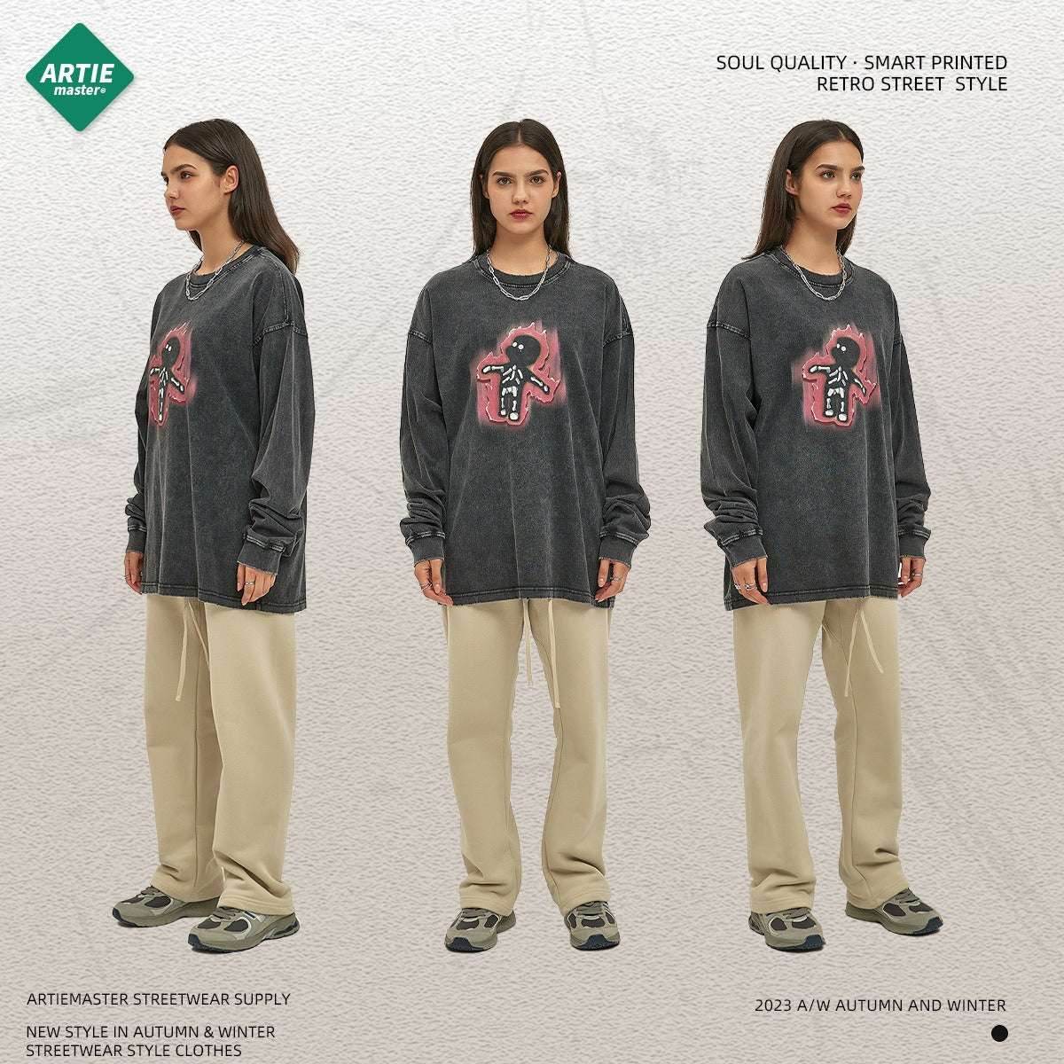 Long sleeved Washed Old T-shirt For Men And Women | MuddyStock Originals MuddyStock