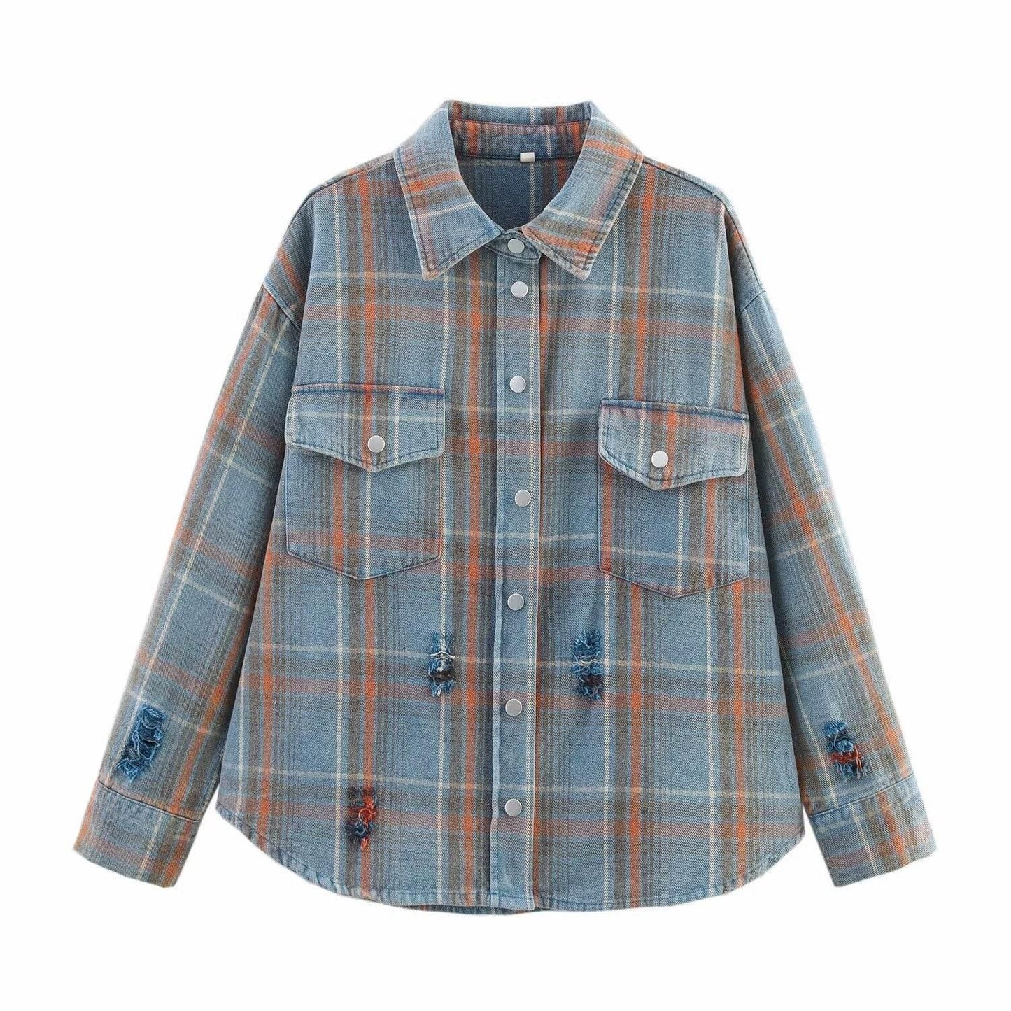 Casual collar long sleeved checkered pocket shirt for men and women | MuddyStock Originals