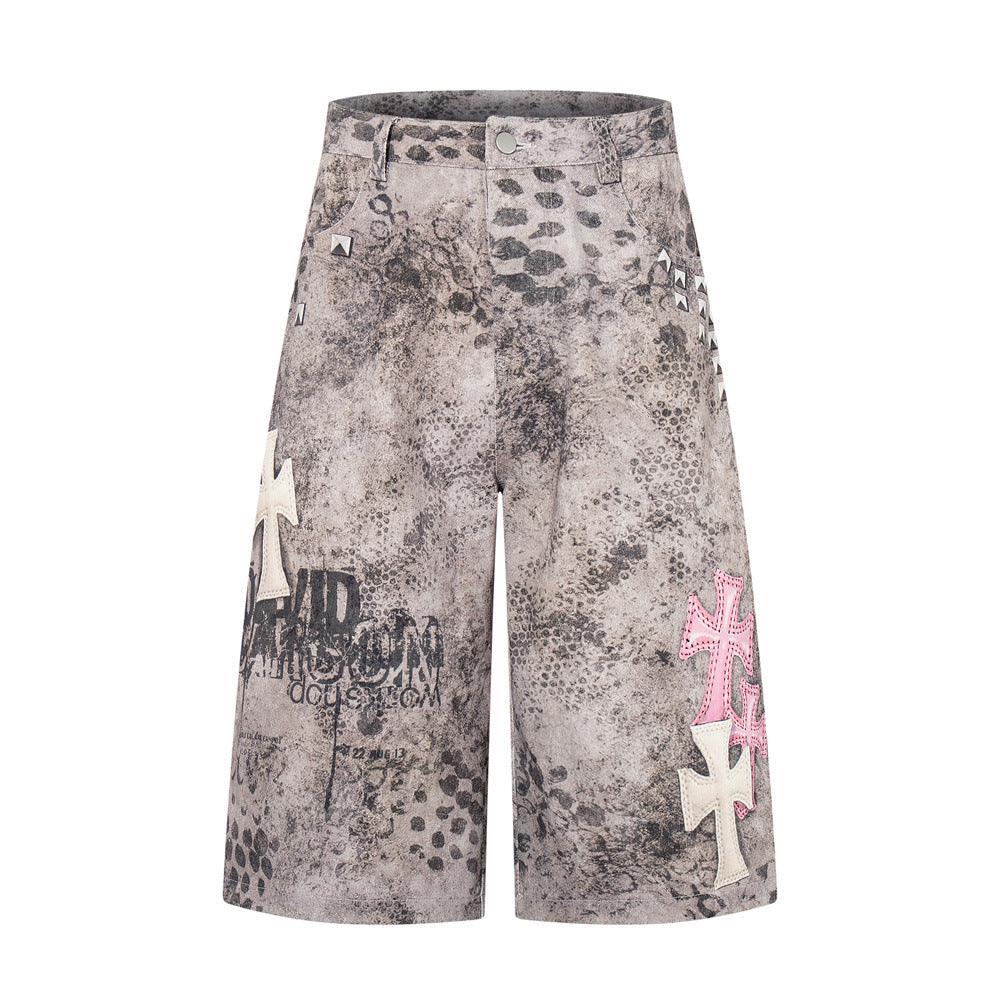 Leopard print denim shorts for women | MuddyStock Originals