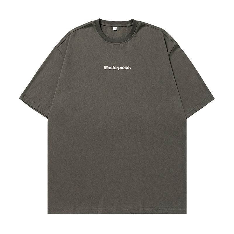 Letter printed loose round neck T-shirt | MuddyStock Originals Medium Gray MuddyStock